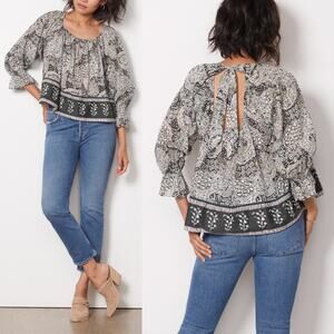 Cleobella NWT XS Anna Blouse Anthropologie Organic Cotton Open Back Cropped Top